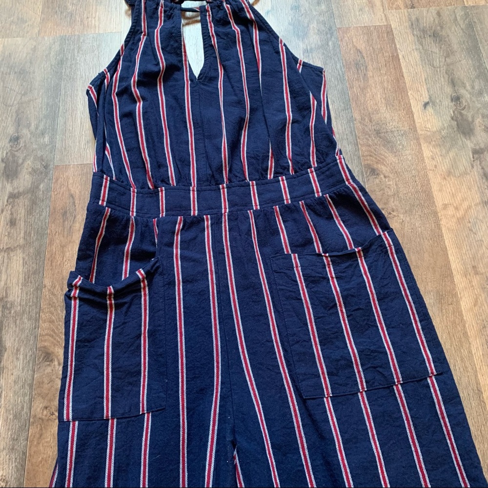 Universal Thread Stripe Linen Style Jumpsuit - image 3